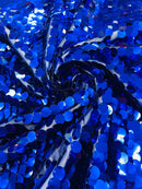 Round Large Sequins - Royal Blue - Paillette Large Round Sequins Design Fabric By Yard