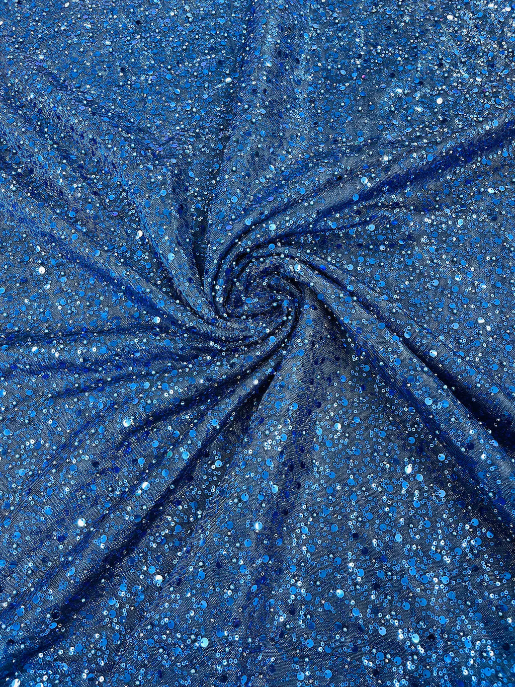 Shimmer Glitter Bead Fabric - Royal Blue - Sparkle Stretch Sequins Bead Shiny Glitter Fabric By Yard