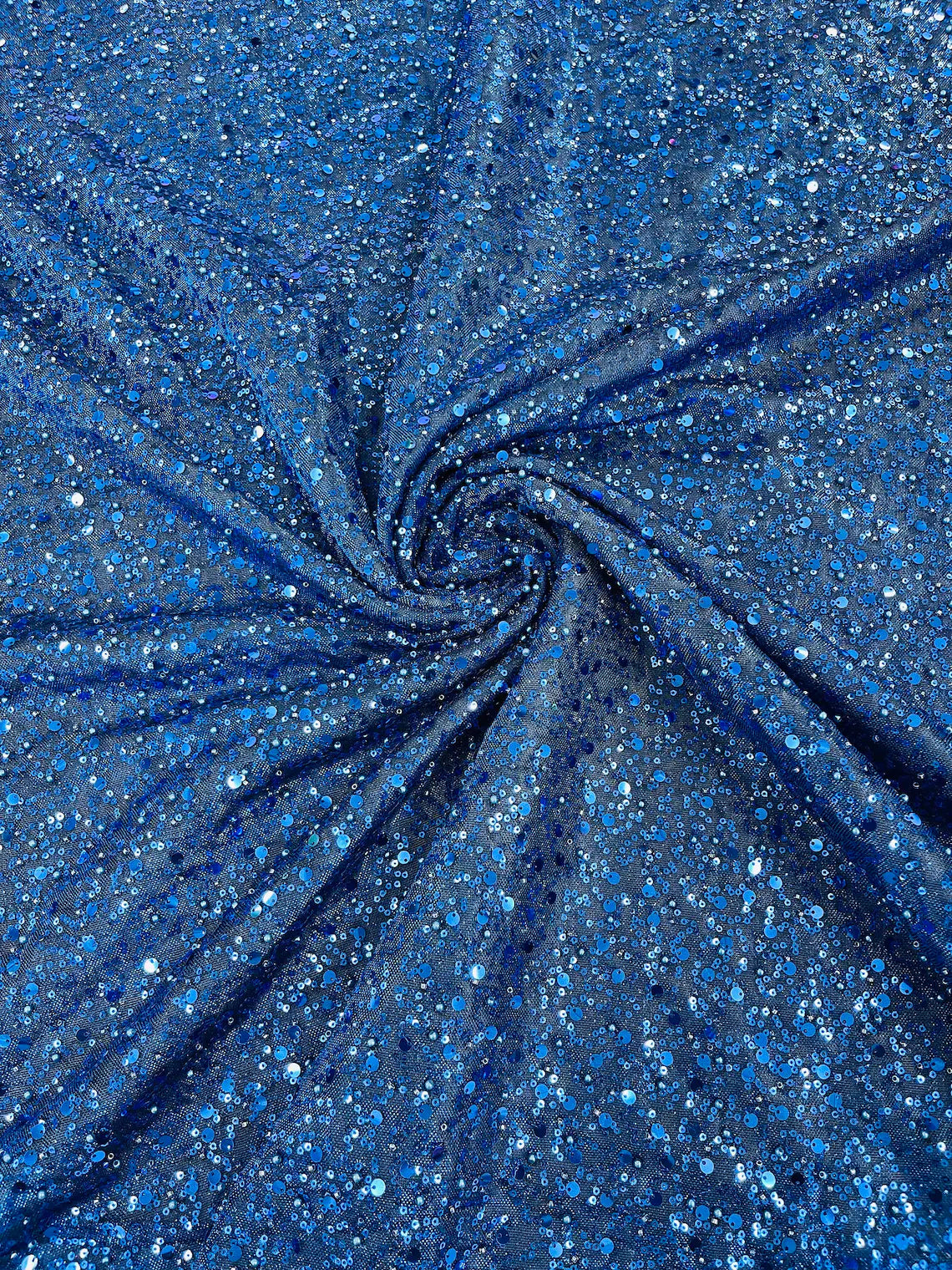 Shimmer Glitter Bead Fabric - Royal Blue - Sparkle Stretch Sequins Bead Shiny Glitter Fabric By Yard
