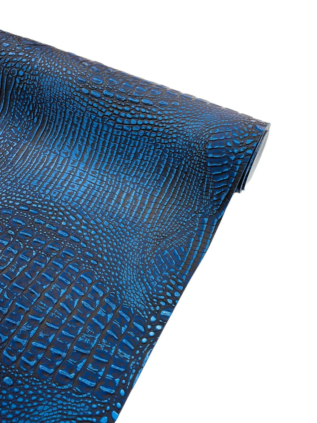 Alligator Faux Leather Vinyl - Royal Blue - Fabric 3D Scales Design Vinyl Alligator By Yard