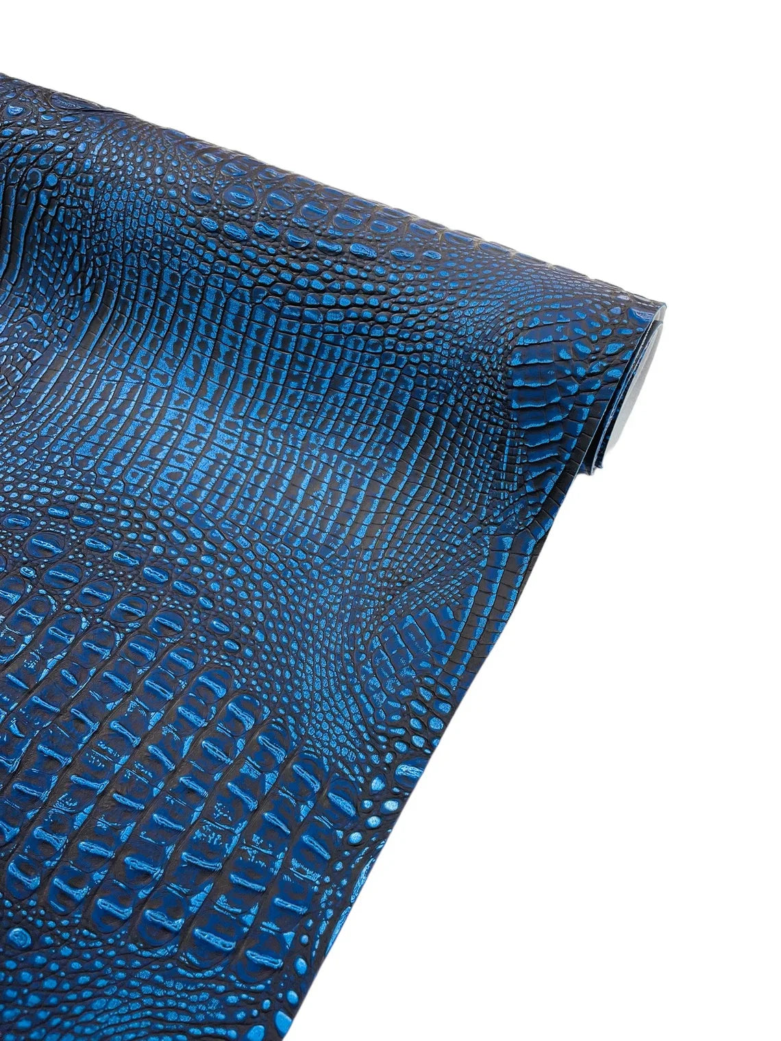 Alligator Faux Leather Vinyl - Royal Blue - Fabric 3D Scales Design Vinyl Alligator By Yard
