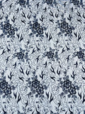 Flower Glitter Fabric - Royal Blue - 3D Floral Tulle Fabric for Wedding, Quinceañera By Yard