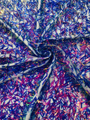 Sword Large Shiny Sequins - Royal Blue Iridescent - Hanging Iridescent Sequins On Lace Fabric By Yard