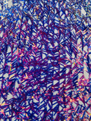 Sword Large Shiny Sequins - Royal Blue Iridescent - Hanging Iridescent Sequins On Lace Fabric By Yard