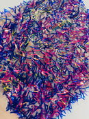 Sword Large Shiny Sequins - Royal Blue Iridescent - Hanging Iridescent Sequins On Lace Fabric By Yard