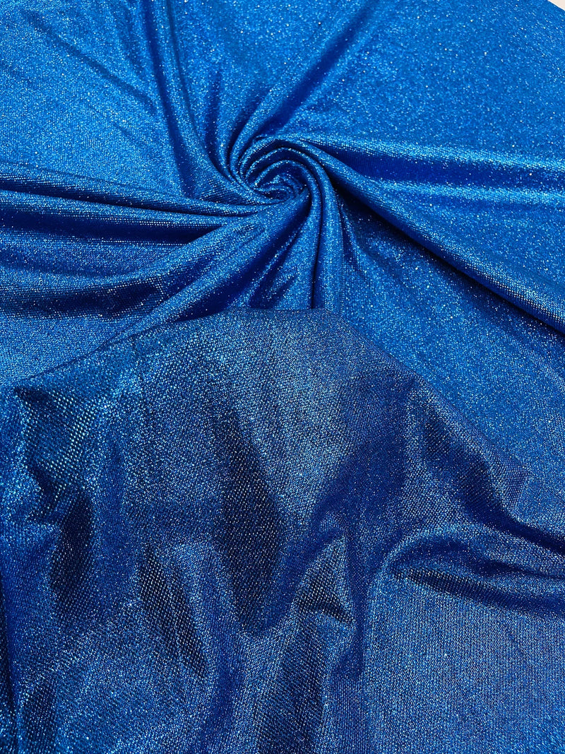Shimmer Glitter Fabric - Royal Blue on Black - Luxury Sparkle Stretch Solid Fabric Sold By Yard