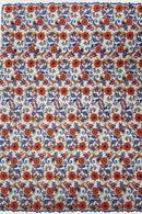 Floral Multi-Color Lace Fabric - Royal Blue / Orange / Red - Embroidered Design Lace By Yard