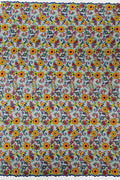 Floral Multi-Color Lace Fabric - Royal Blue / Yellow / Red - Embroidered Design Lace By Yard