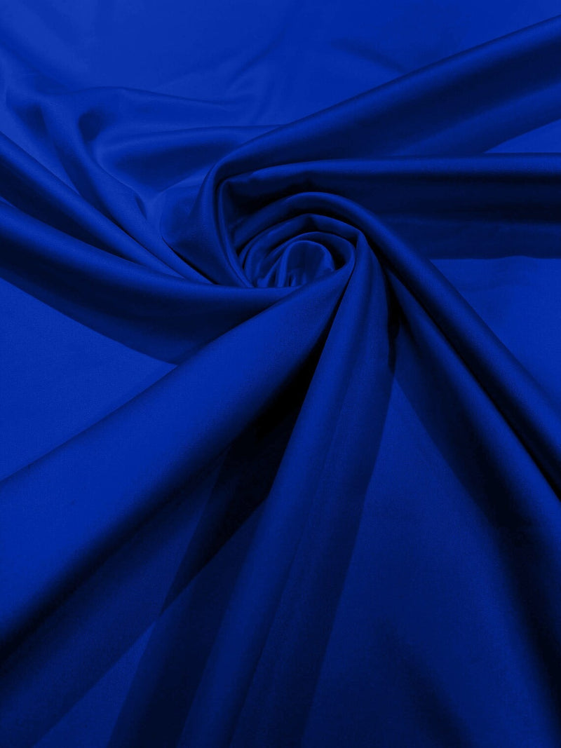 58/59" Satin Stretch Fabric Matte L'Amour - Royal Blue - Stretch Matte Satin Fabric Sold By Yard