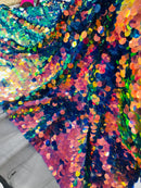 Round Large Sequins - Royal Iridescent - Paillette Large Round Sequins Design Fabric By Yard