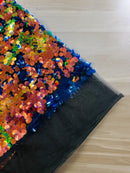 Round Large Sequins - Royal Iridescent - Paillette Large Round Sequins Design Fabric By Yard