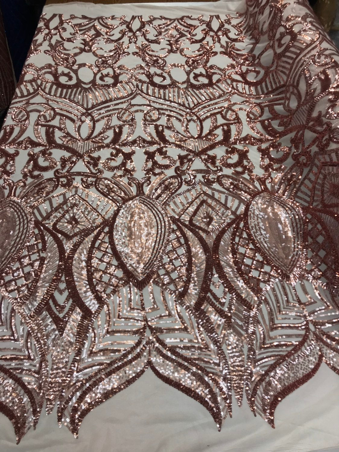 4 Way Stretch Hologram Royalty Design Sequin On Mesh for Fancy Dress/Prom/Gown (7 Different Colors)