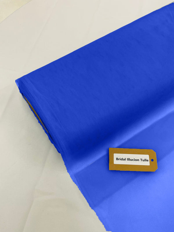 108" Tulle Illusion Fabric - Royal Blue - Premium Tulle Polyester Fabric Sold By Roll of 50 Yards