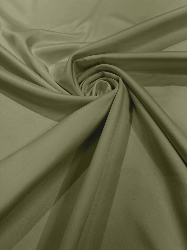 58/59" Satin Stretch Fabric Matte L'Amour - Sage - Stretch Matte Satin Fabric Sold By Yard