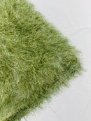 Metallic Eyelash Fabric - Sage Green / Gold - Feather/Eyelash/Fringe Design on Mesh By Yard