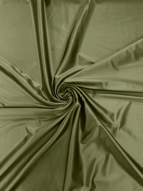 60" Heavy Shiny Satin Fabric - Sage - Stretch Shiny Satin Fabric Sold By Yard