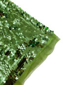 Round Large Sequins - Sage Green - Paillette Large Round Sequins Design Fabric By Yard