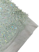 Sword Large Shiny Sequins - Sage Green - Hanging Iridescent Sequins On Lace Fabric By Yard