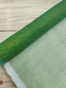 Shimmer Glitter Mesh Fabric - Sage Green - Shiny Glitter Dots Design on Lace Mesh Sold By Yard