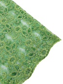 Butterfly Sequins Fabric - Sage Green - Metallic Floral Butterfly Design on Lace Fabric By Yard