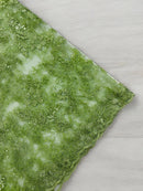 Floral Metallic Lace Fabric - Sage Green - Corded Embroidered Floral Sequins Fabric by Yard