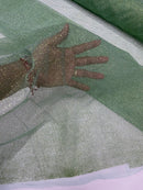 Shimmer Glitter Mesh Fabric - Sage Green - Shiny Glitter Dots Design on Lace Mesh Sold By Yard