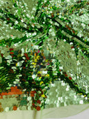 Round Large Sequins - Sage Green - Paillette Large Round Sequins Design Fabric By Yard