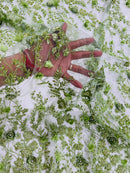 3D Flower Rhinestone Design - Sage Green - Embroidered Flower Sequins Lace Fabric By Yard