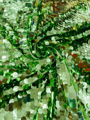 Round Large Sequins - Sage Green - Paillette Large Round Sequins Design Fabric By Yard