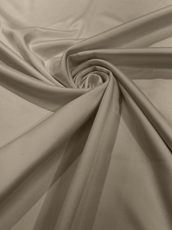 58/59" Satin Stretch Fabric Matte L'Amour - Sand - Stretch Matte Satin Fabric Sold By Yard