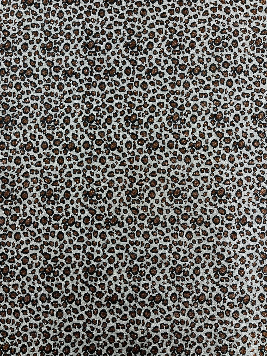 Chunky Leopard Glitter Vinyl - Silver / Brown - 54" Wide Crafting Glitter Vinyl Fabric By Yard