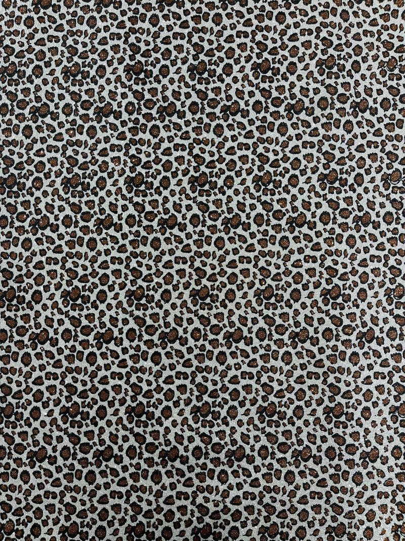 Chunky Leopard Glitter Vinyl - Silver / Brown - 54" Wide Crafting Glitter Vinyl Fabric By Yard