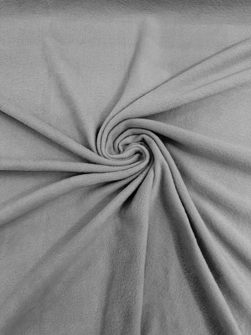 58" Soft Solid Polar Fleece Fabric - Silver - Anti-Pill Soft Polar Fleece Fabric Sold by Yard