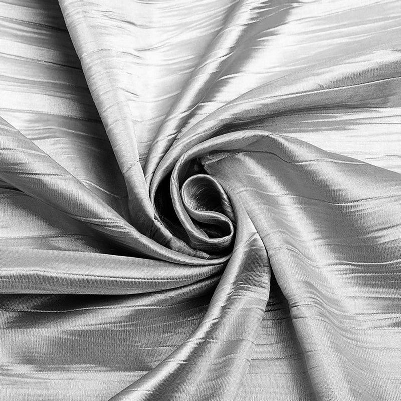 54" Crushed Taffeta Fabric - Silver - Crushed Taffeta Creased Fabric Sold by The Yard