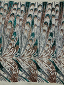 Multi-Color Sequins Design - Silver / Rose Gold / Green - 4 Way Stretch Sequins Fabric By The Yard