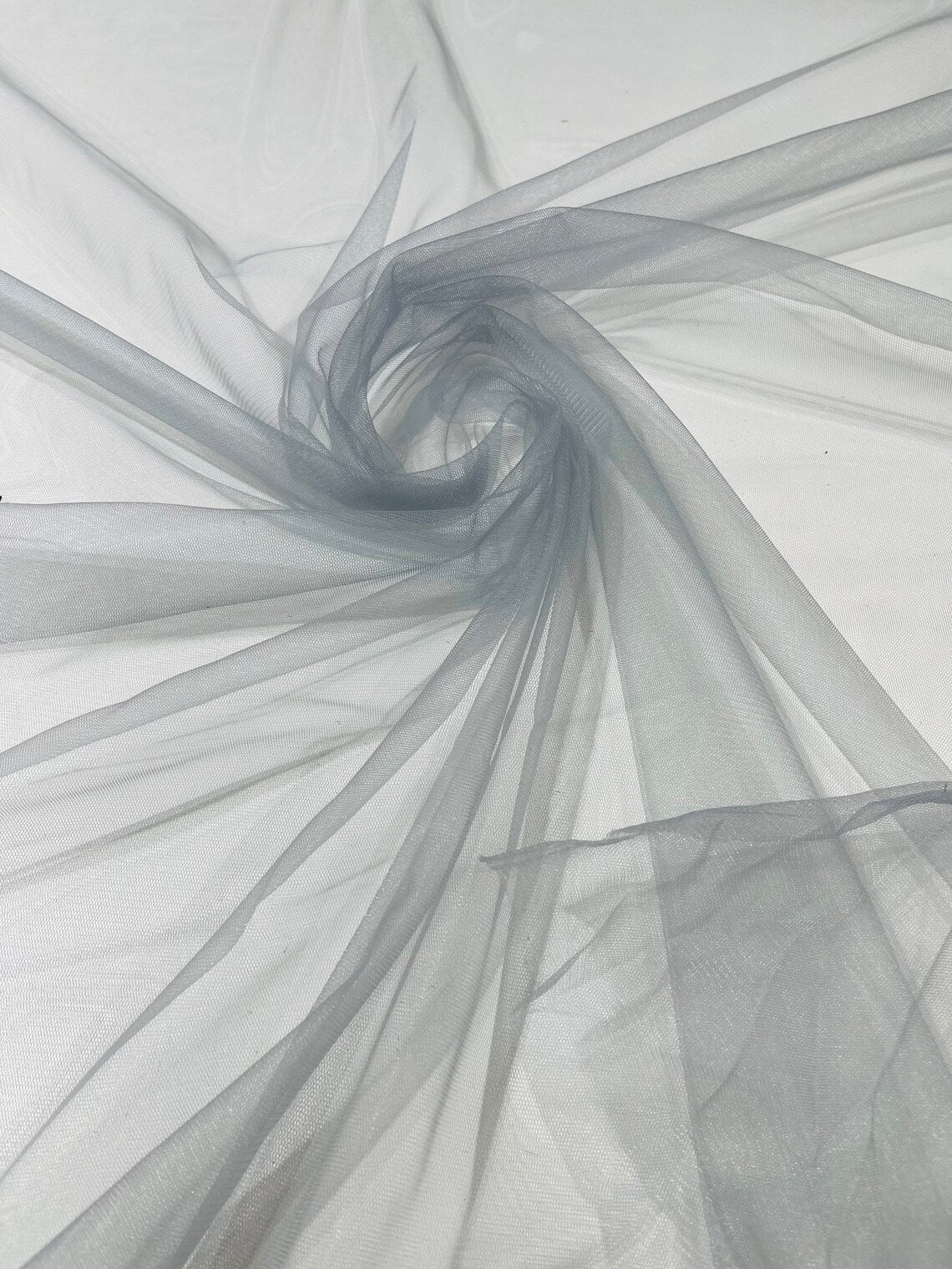 Illusion Mesh Sheer Fabric - Silver - 60" Wide Illusion Mesh Fabric Sold By The Yard