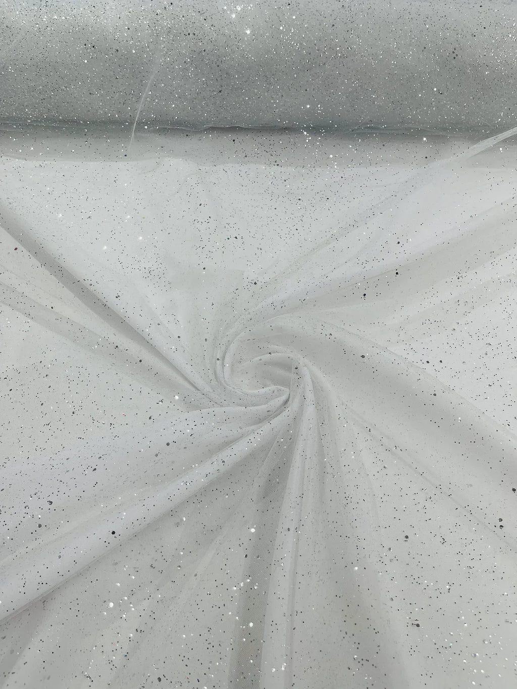 Sparkling Glitter Tulle Fabric - Silver - Sparkling Glitter Tulle Mesh Fabric Sold By Yard