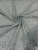 Beaded Glitter Tulle Fabric - Silver - 60" Wide Shiny Glitter Mesh Fabric Sold By The Yard