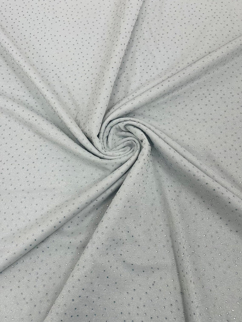 Shimmer Glitter Rhinestone Fabric - Silver - Rhinestone Shiny Sparkle Stretch Glitter Fabric By Yard