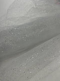 Sparkling Glitter Tulle Fabric - Silver - Sparkling Glitter Tulle Mesh Fabric Sold By Yard