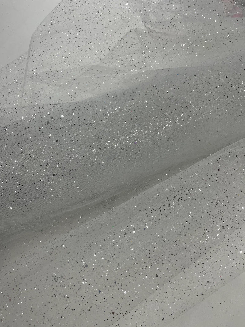 Silver Glitter tulle fabric