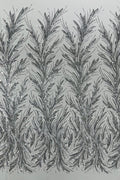 Leaf Design Stretch Sequins - Silver - 4 Way Stretch Lace Mesh Sequins Fabric by Yard