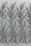 Leaf Design Stretch Sequins - Silver - 4 Way Stretch Lace Mesh Sequins Fabric by Yard