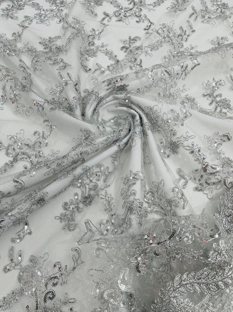 Silver lace clearance fabric