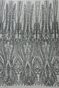 Mermaid Design Sequins Fabric - Silver - Sequins Fabric 4 Way Stretch on Mesh By Yard