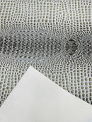 Gator Embossed Vinyl Leather Fabric - Silver - Faux Gator Skin Vinyl Fabric Sold By Yard