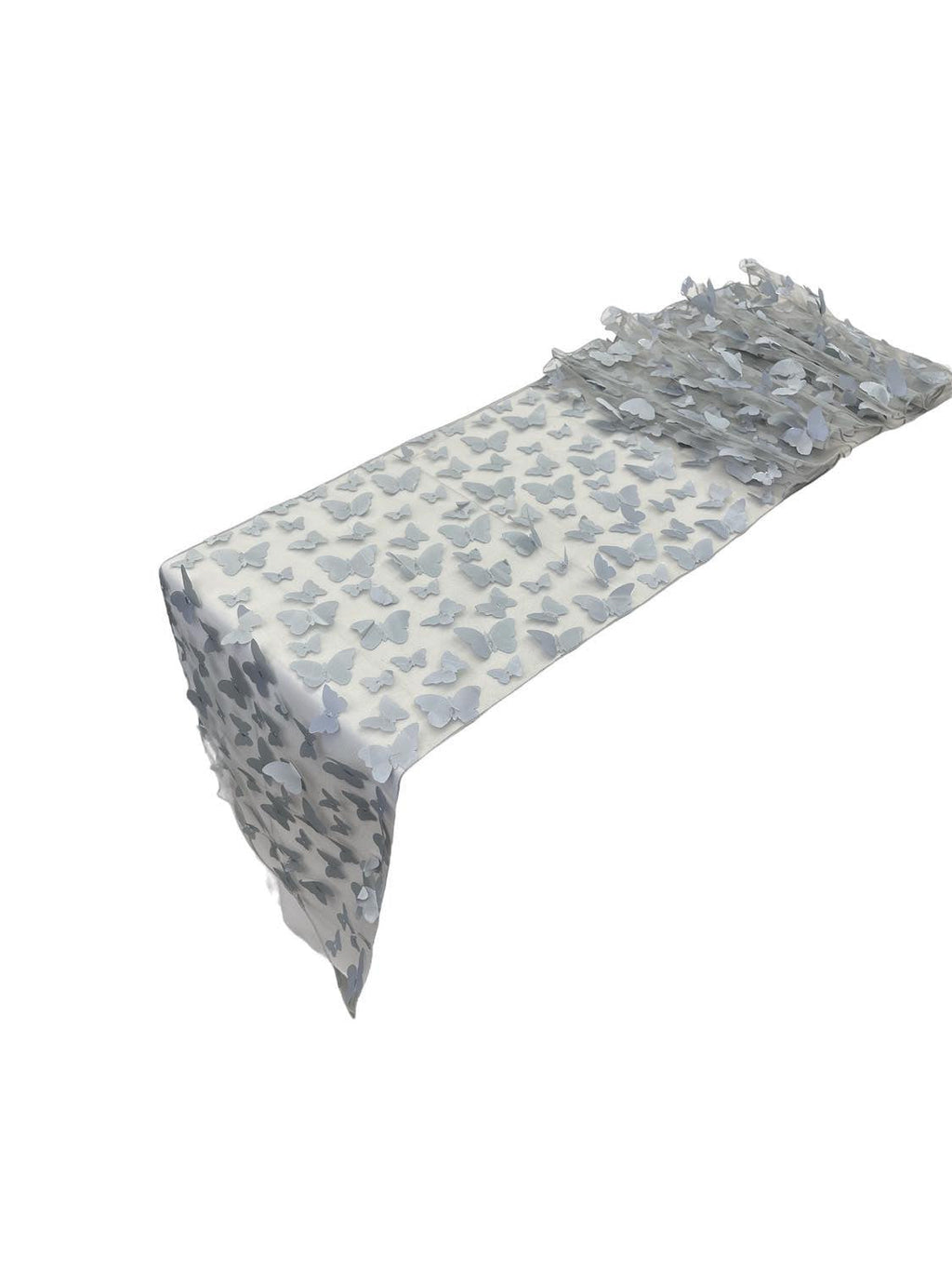 3D Butterfly Table Runner - Silver - 12" x 90" 3D Butterfly Sheer Mesh Table Runner