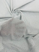 Shimmer Glitter Rhinestone Fabric - Silver - Rhinestone Shiny Sparkle Stretch Glitter Fabric By Yard