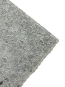Butterfly Sequins Fabric - Silver - Metallic Floral Butterfly Design on Lace Fabric By Yard