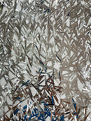 Sword Large Shiny Sequins - Silver - Hanging Iridescent Sequins On Lace Fabric By Yard